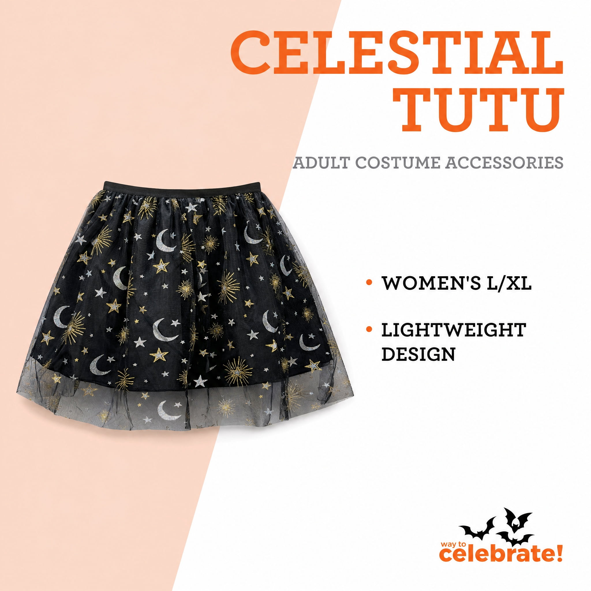 Celestial Tutu Costume Accessory for Adults, Multicolor, L/XL, Halloween by Way To Celebrate
