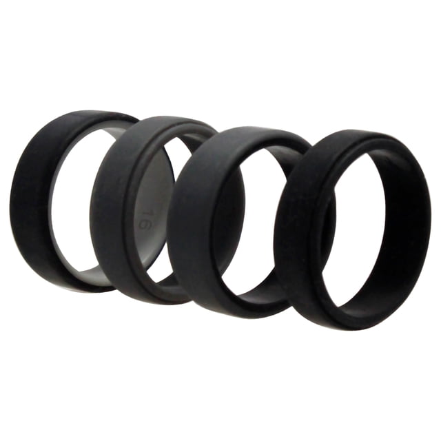 Juego de anillos de boda de silicona de 2 capas biselados de 8 mm - Gris de ROQ para hombres - Anillo de 4 x 16 mm