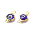 thumbnail image 3 of 100 pc Ion Plating(IP) 304 Stainless Steel Connector Charms Flat Round Links with Pattern with Glass Enamel Real 18K Gold Plated Mixed Color 13x6.5x2.5mm Hole: 1.5mm, 3 of 5