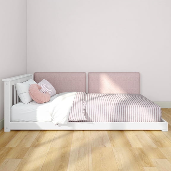 Classic Twin Floor Bed, White Floating Headboard for Bunks, Twin 945 x 535mm (2 Pack), Blush Pink