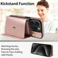 thumbnail image 5 of ELEHOLD Wallet Case for iPhone 14 Pro Max, PU Leather Flip Case with Crossbody & Wrist Strap,Full Protection Case with Card Slots & Kickstand,Rosegold, 5 of 7