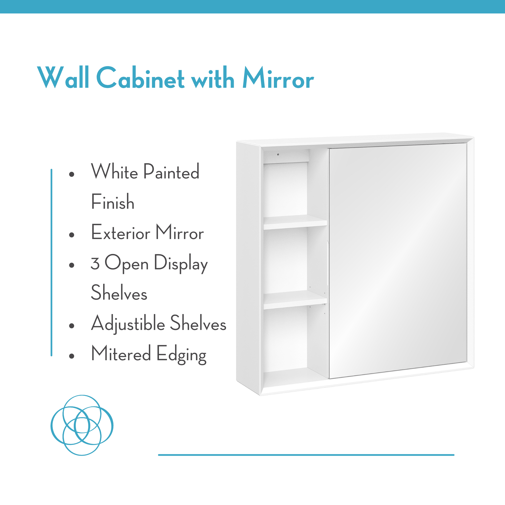 RiverRidge Wall Medicine Cabinet with Side Shelves, Soft-Close Hinges, and Mirror - White