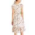 thumbnail image 3 of INSPIRE CHIC Women's Floral Print Flutter Sleeves Square Neck Ruffled Hem Dress, 3 of 6