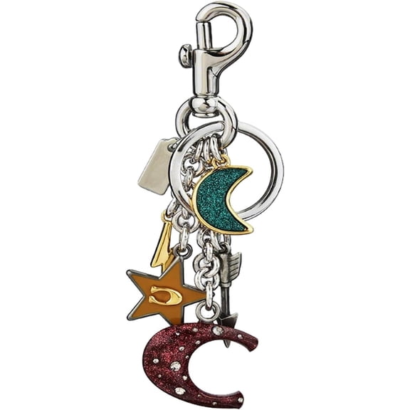 Januofit Star Moon Alphabet Keychain, Cute Bag Charm, Purse Accessories for Women