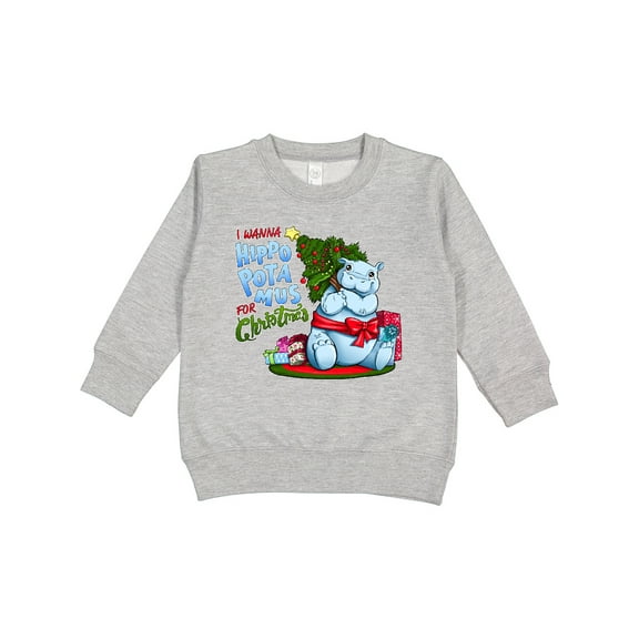 Inktastic I Wanna Hippopotamus for Christmas Cute Hippo Toddler Sweatshirt