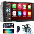 thumbnail image 1 of Double Din Car Stereo Radio Compatible with Apple Carplay and Android Auto, 7-Inch HD Touchscreen with Voice Control, Mirror Link, Backup Camera, Steering, 1 of 7