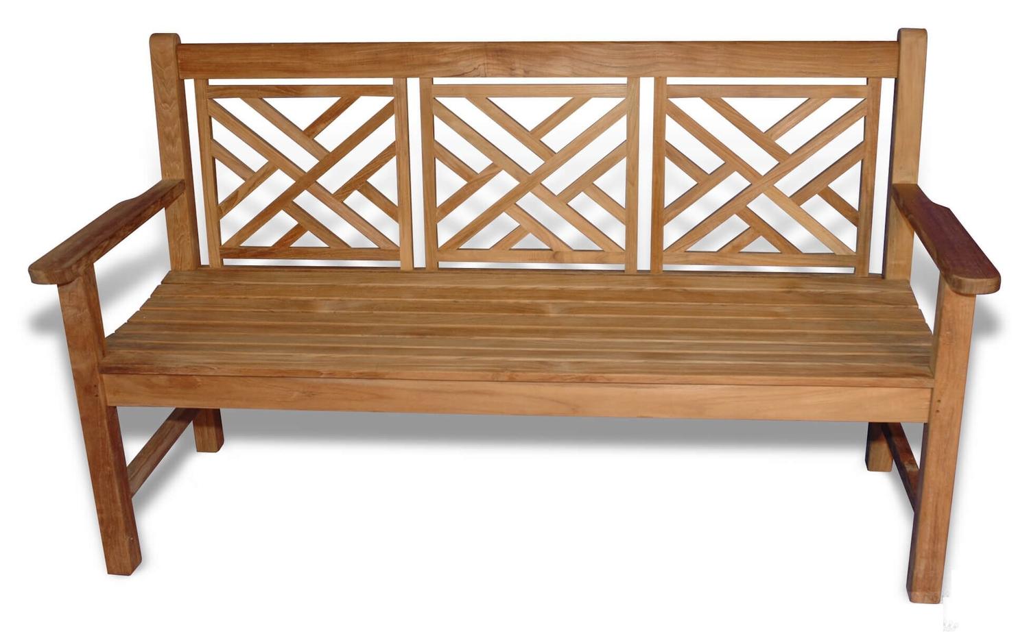59" Natural Teak Chippendale Outdoor Patio Garden Bench - Walmart.com