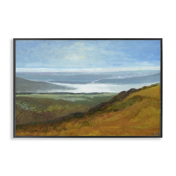 Stupell Industries Vast Serene Hills Landscape & Nature Painting Black Framed Art Print Wall Art, 18 x 12