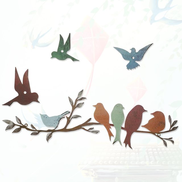 Lieonvis Metal Pájaros Wall Art Pájaros Vivos en Rama Metal Hojas Colgantes con Pájaros Decoración Wall Al Aire Libre Hoja Rústica Decoración Wall O Balcón Jardín Decoración Interior Al Aire Libre