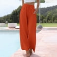 thumbnail image 2 of YUHAOTIN Womens Slacks Petite Short Elastic Waist with Pockets Linen High Waisted Wide Leg Palazzo Pants Casual Summer Drawstring Trousers Flowy Beach Pants with Pockets, 2 of 5