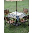 thumbnail image 3 of Outdoor Tablecloth with Umbrella Hole and Zipper, Blue White Pumpkins Square Table Cloth 54x54 Inch Waterproof Tablecloth, Thanksgiving Fall Blue Eucalyptus Leaves Picnic Table Cover for Patio, 3 of 7