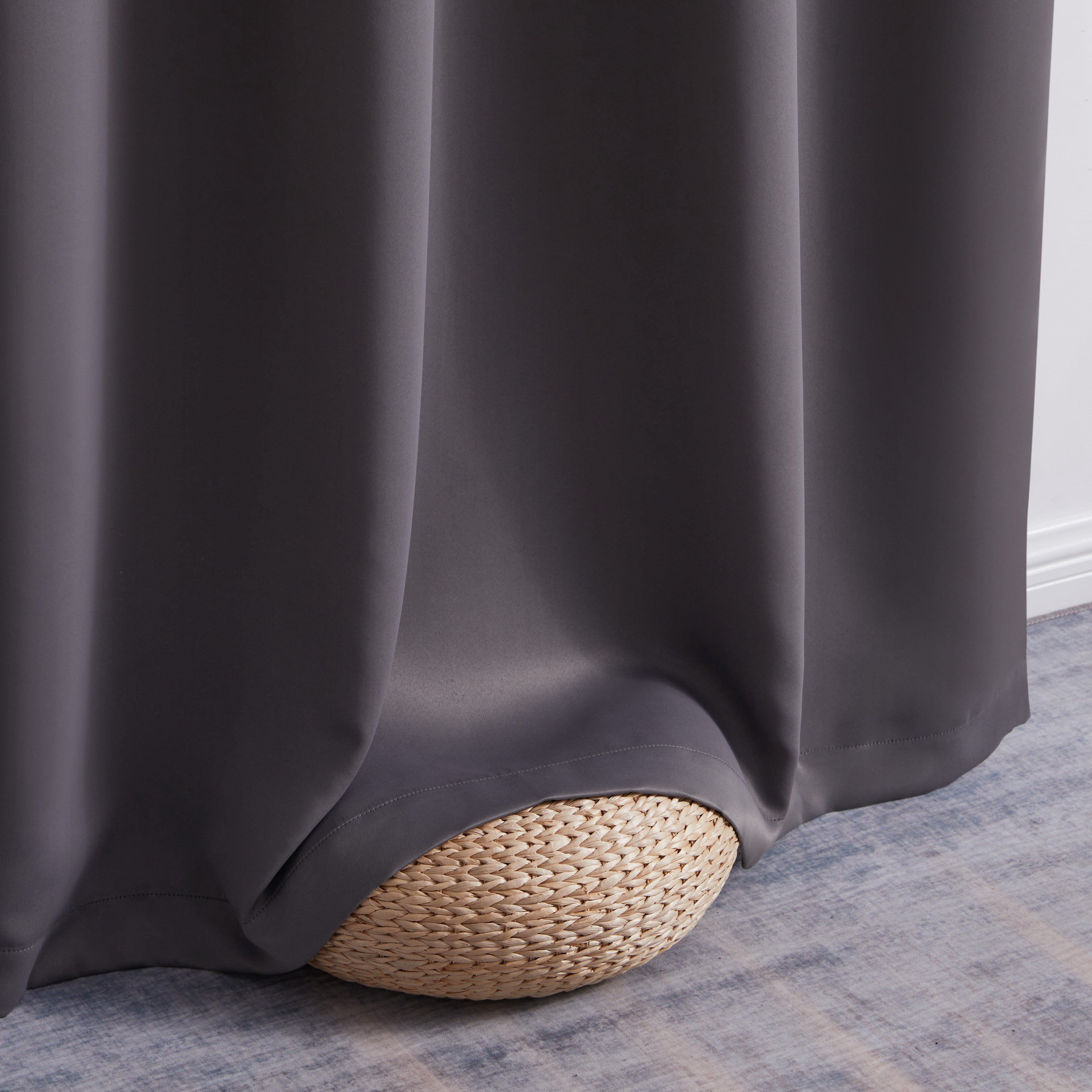 THD Cambridge Blackout Curtains 96 Inches Long - Dark Grey Curtains for Bedroom, Winter Curtains for Living Room, Thermal Insulated Window Grommet Panels, Set of 2 (52 W x 96 L, Charcoal Grey)