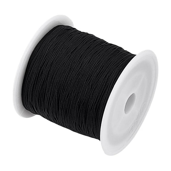 1 Roll 0.5mm x 150 Yards Black Nylon Cord Satin String for Jewelry Making Rattail Macrame Trim Cord Necklace Beading Thread Ornament Lanyard Sting for Knotting Bracelet Black