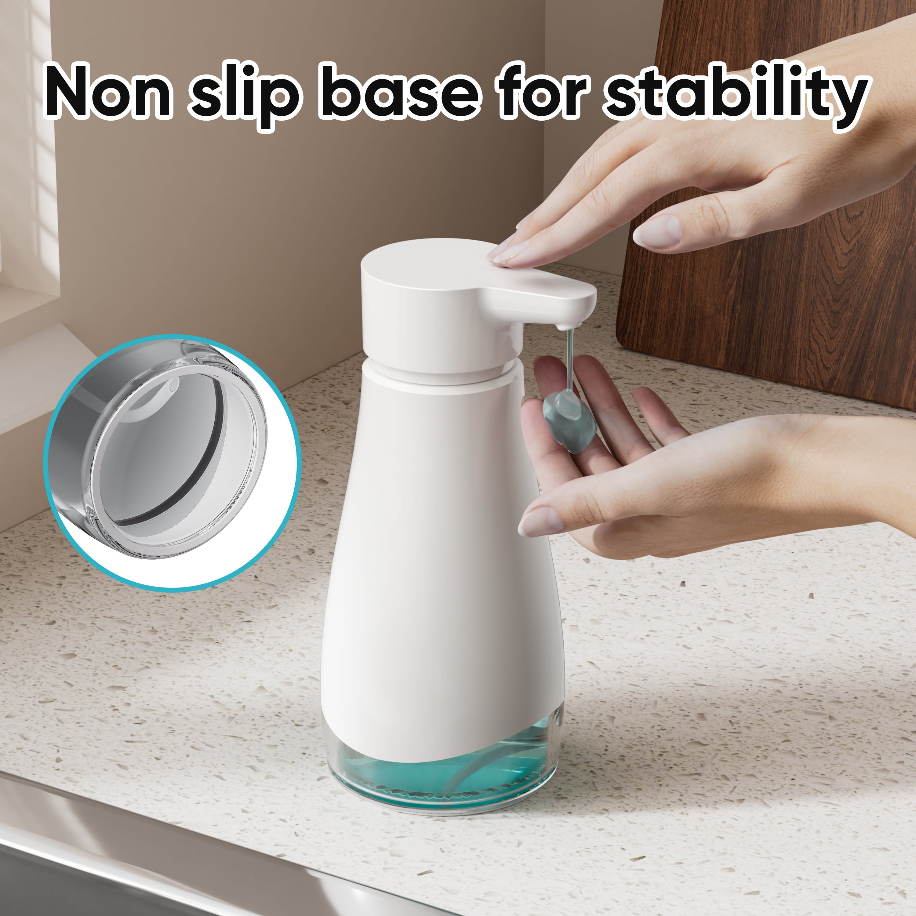 Oasis Creations 500 mL /17fl.oz Stainless Steel Liquid Soap Dispenser for Dish and Hand Soap - White - Refillable - Great for Kitchen Bathroom or Countertop