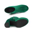thumbnail image 4 of BLISSFUL STEP Women's Round Toe Faux Velvet Block Heels Ankle Boots Green (Size 6), 4 of 7