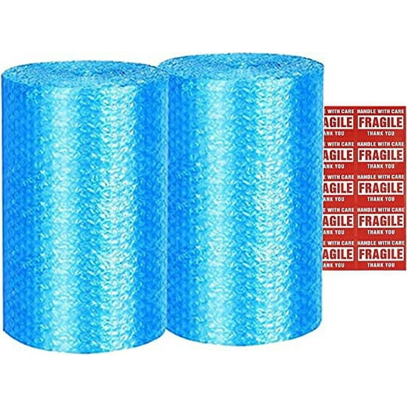 Yens Bubble Cushioning Rolls Packing Materials, 3/16" AIR Bubble,72 FT, 12 inch width Perforated every 12" 20 Bonus Fragile Stickers (72 ft, Blue)