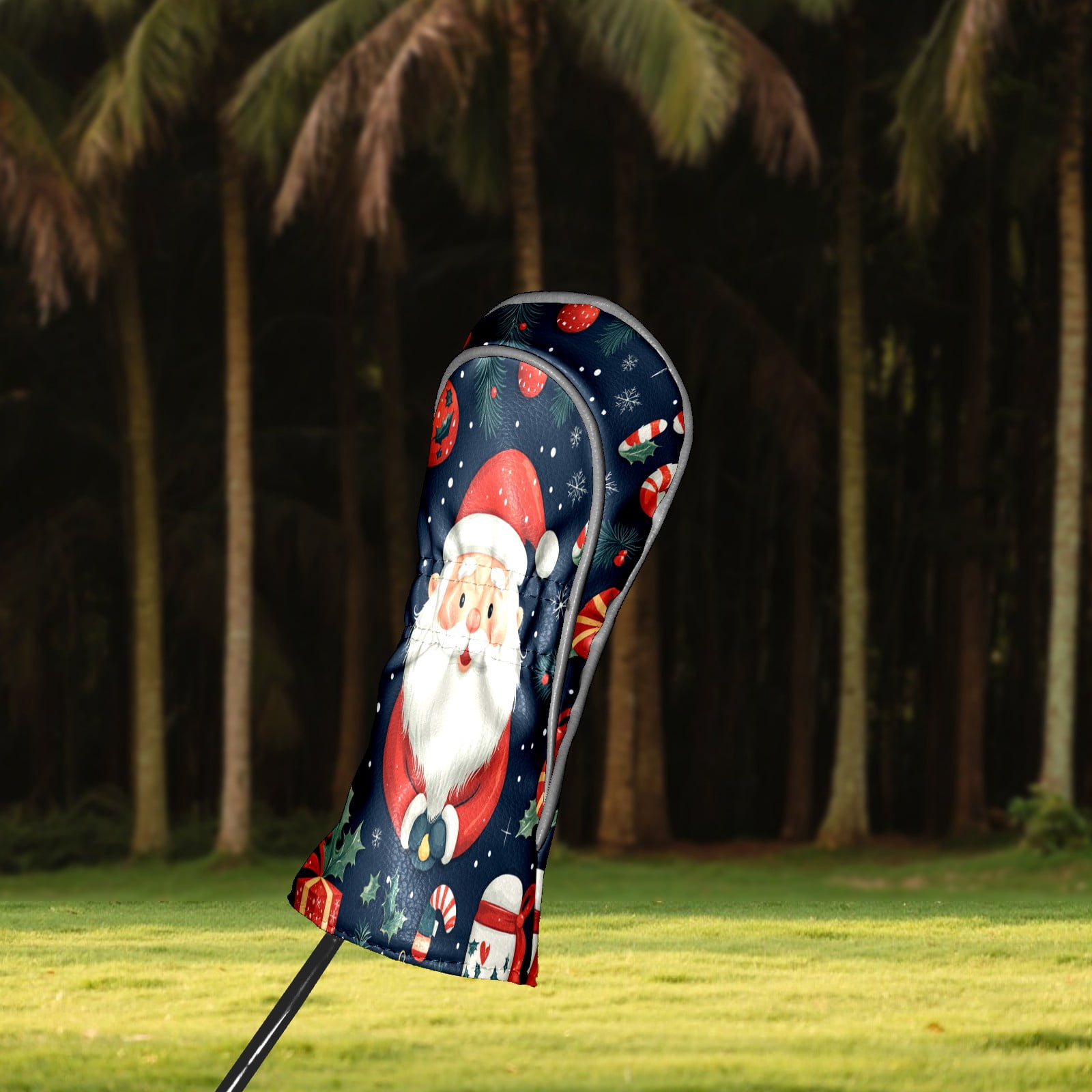 Golf Club Covers PU Leather Waterproof Head Covers for Fairway Woods Hybrids Santa Claus Unisex Fits Most Brands