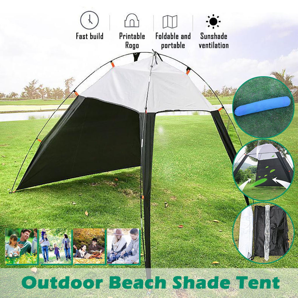 Portable Beach Canopy Sun Shade Triangle Patchwork Tent Shelter Camping Fishing