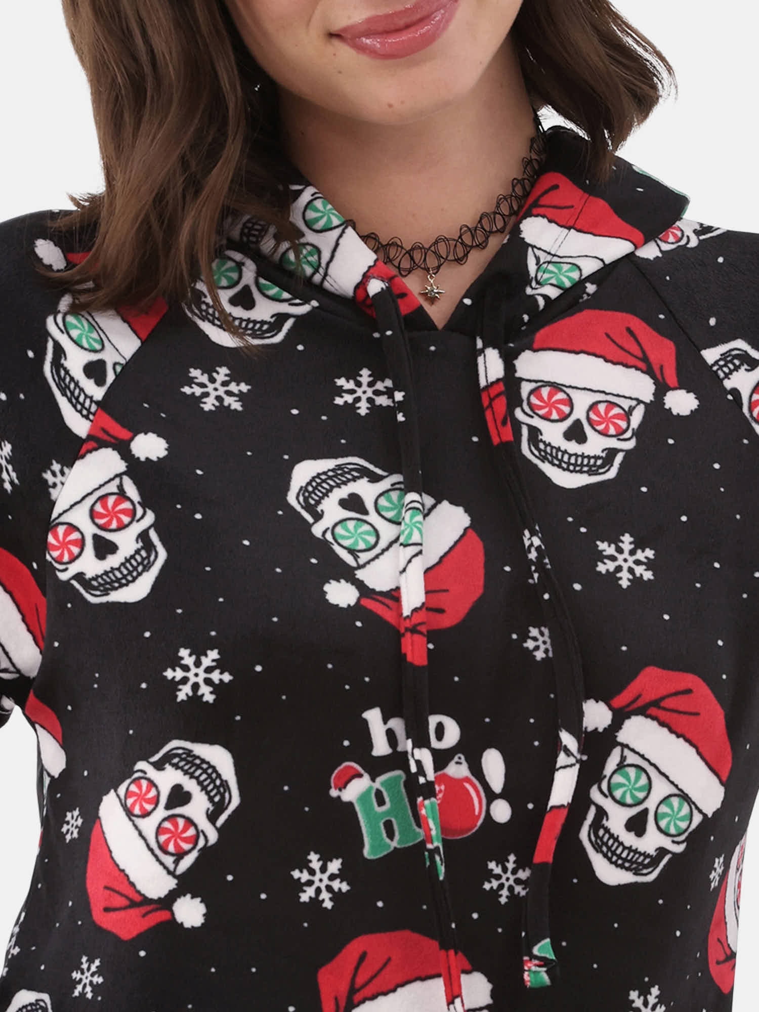 No Boundaries Plush Christmas Pullover Hoodie, Women's