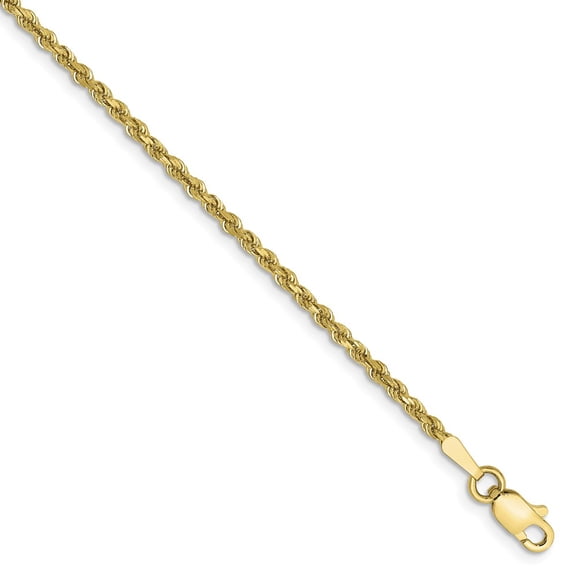 10K Yellow Gold bracelet Chain style Rope Diamond-cut 8 in 1.75 mm