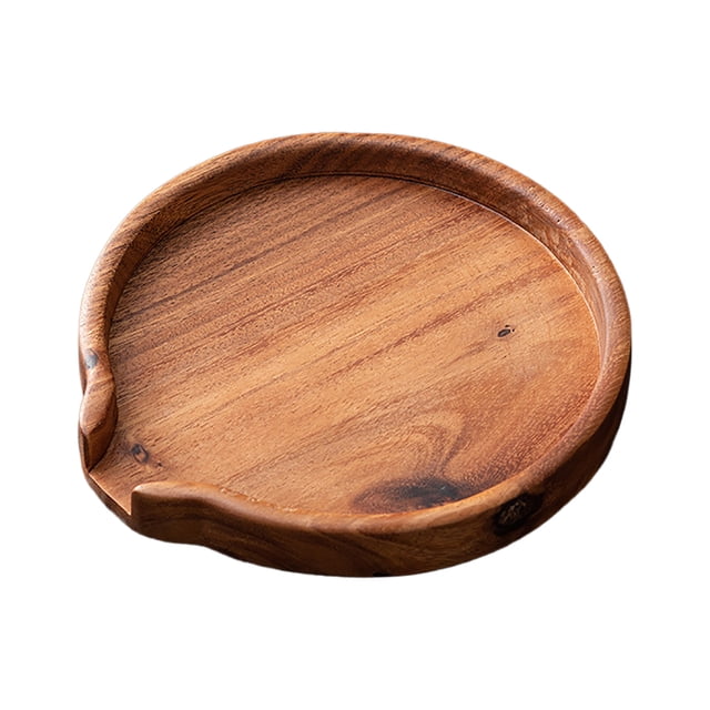 BANDEJA PARA SERVIR DE MADERA, Dañada Bandeja de Té de Madera Mañada Redonda Mañada Fácil de Limpiar para frutas