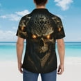 thumbnail image 4 of Honeii Metal Evil Skull Print Men’s Hawaiian Shirt,Classic Button-Down Short Sleeve Shirt, for Beach, Vacation, and Outdoor Activities,Large, 4 of 7