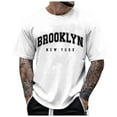 thumbnail image 1 of Huesdet T-Shirts Graphiques pour Hommes Manches Courtes Col Rond Décontracté Texturé Chandail (Blanc, G), 1 of 6