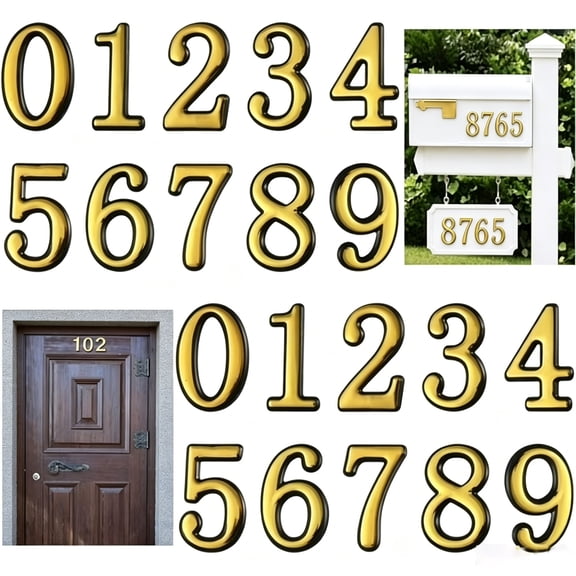 2 Inch 3D Mailbox Numbers for Outside,Tutuviw 0-9 Gold House Numbers for Mailbox,Self-Adhesive Mailbox Numbers,Door Address Numbers Stickers for Outside Apartment House Room Office Trash Bins (Gold)
