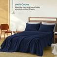 thumbnail image 2 of 1200 Thread Count 4 Piece Quality Sheet Set 21 Inch Deep Pocket 100% Egyptian Cotton Color Navy Blue Solid Size Twin, 2 of 7