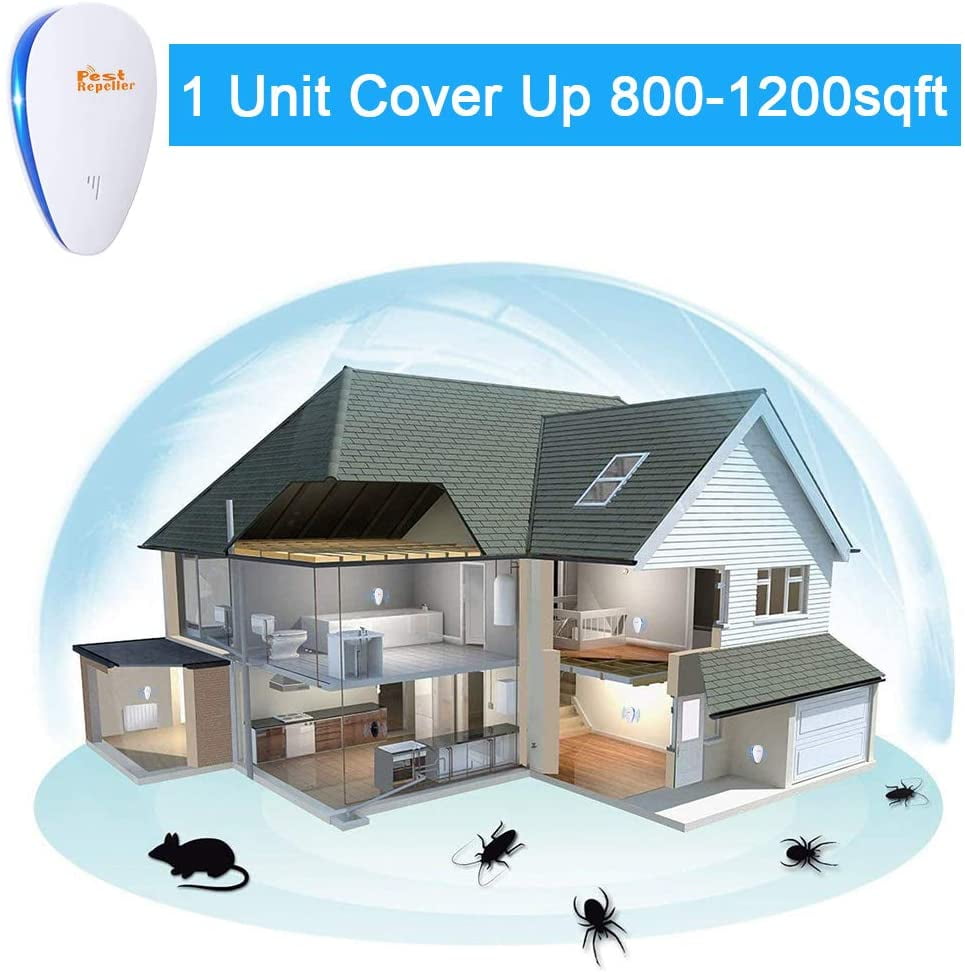 Roofei 6Pcs Ultrasonic Pest Repeller, Electronic Plug in Repellent Indoor for Flea, Insects, Mosquitoes, Mice, Spiders, Ants, Rats, Roaches, Bugs-White