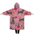 thumbnail image 2 of Oversized Wearable Blanket Hoodie,Chihuahua and Flower Florals Sherpa Blanket Hoodie with Super Pockets,Super Warm Fuzzy Pullover for Women & Men, 2 of 6