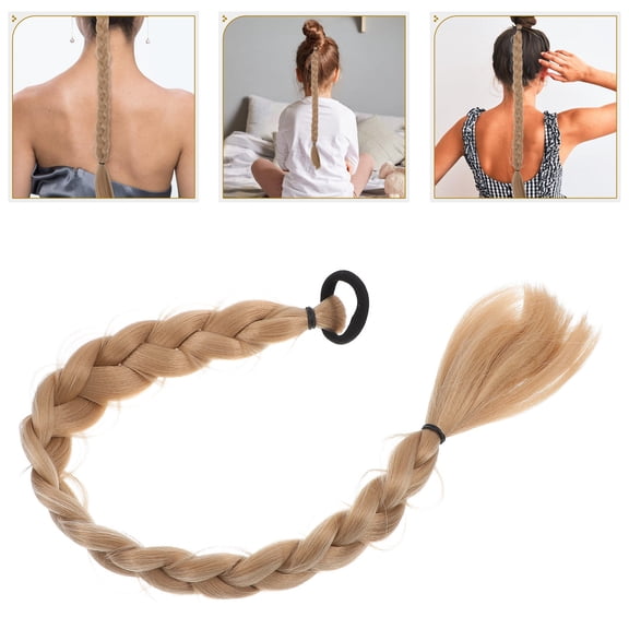 LOLIPPYY Khaki Braided Ponytail Hair Extension Synthetic Fiber Soft Natural Texture
