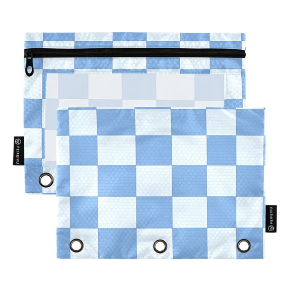 ALAZA 2 Pack Pencil Pouch Checkered Grid-t7 Pencil Case for 3 Ring Binder Clear Window Pencil Bag Organizers