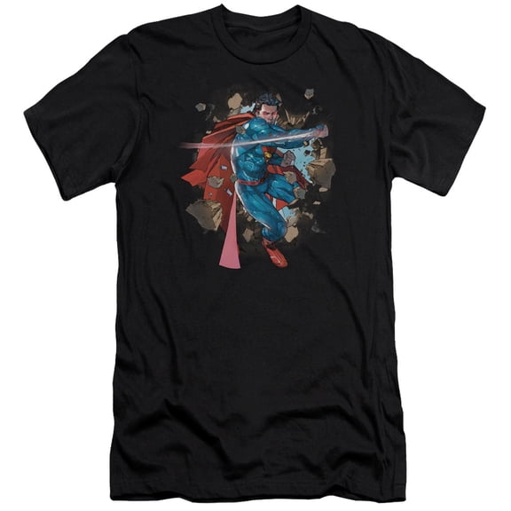Superman Rock Breaker Premium Adult Slim Fit 30/1 T-Shirt Black