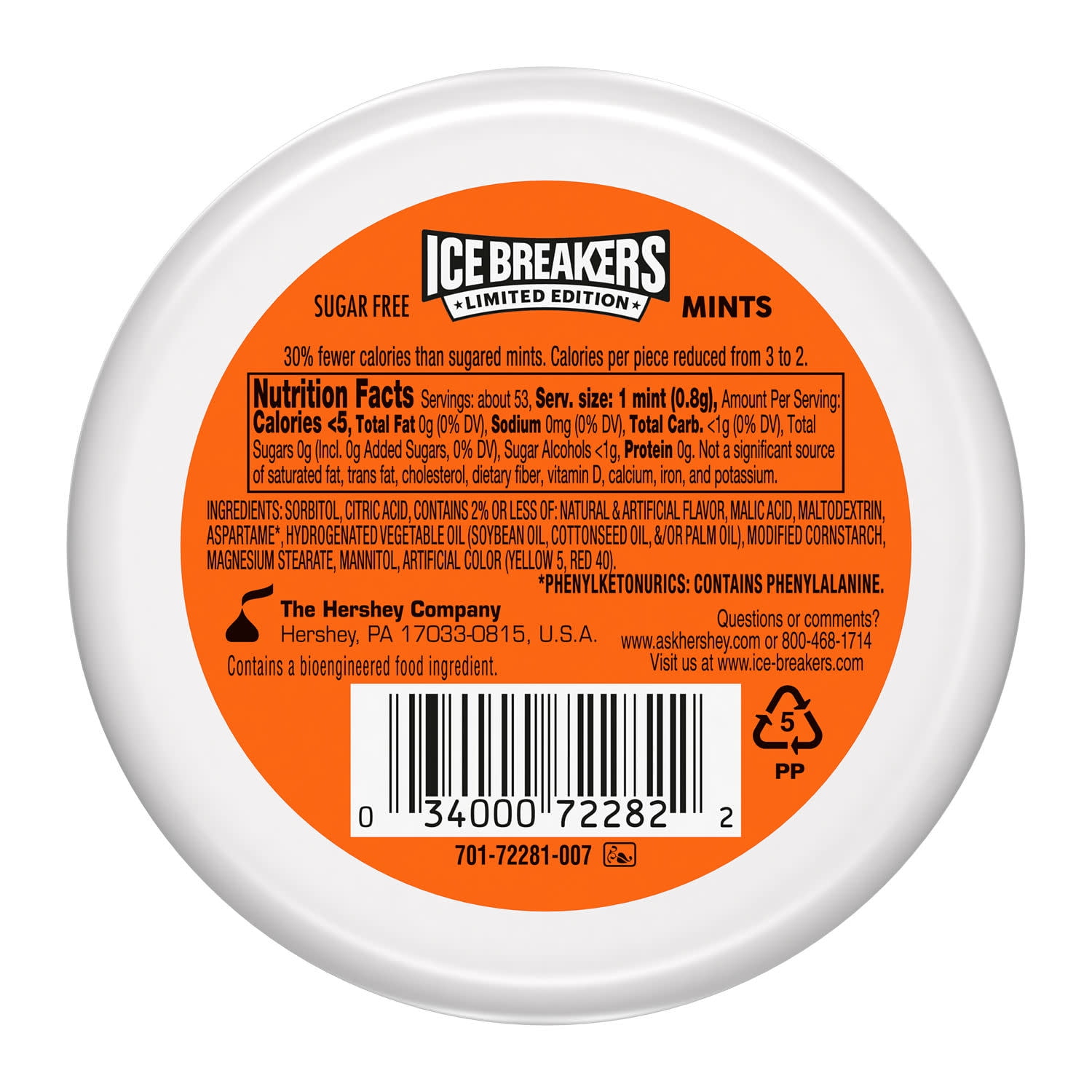 Ice Breakers Orange Cream Pop Sugar Free Mints, Tin 1.5 oz