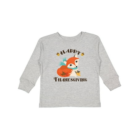 

Inktastic Happy Thanksgiving Woodland Fox Gift Toddler Boy or Toddler Girl Long Sleeve T-Shirt