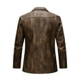 thumbnail image 5 of Jackets for Men Plus Size Motorcycle Jacket Turndown Collar Leather Casual Solid Winter Suit Coat,Coats for Men Brown, 5 of 6