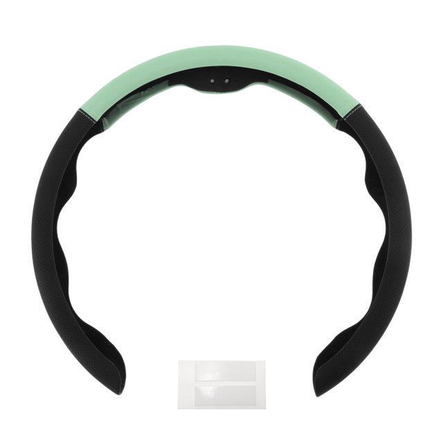 Funda para volante de cuero artificial PU ABS Protector de volante de automóvil 14.96" Negro Celeste 1 Pc