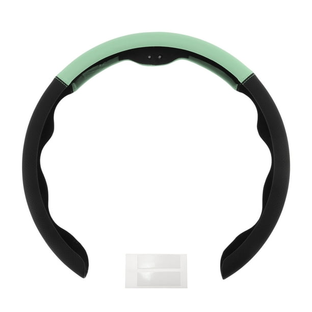 Funda para volante de cuero artificial PU ABS Protector de volante de automóvil 14.96" Negro Celeste 1 Pc