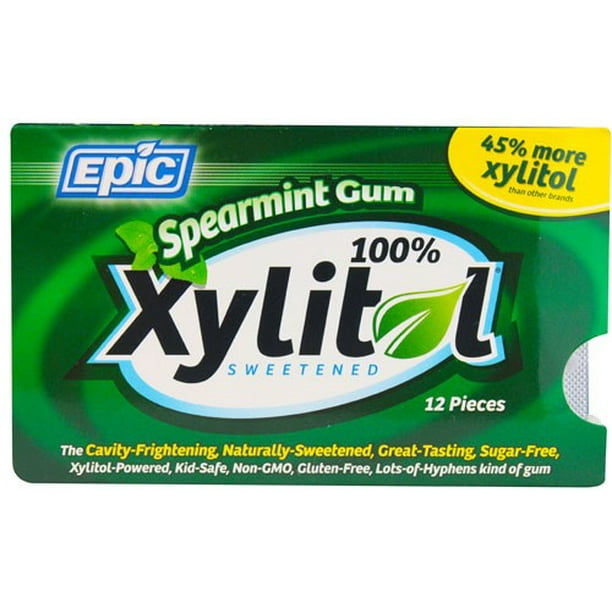 Epic Dental Xylitol Gum Spearmint, 12 Pieces (Innerpack of 12