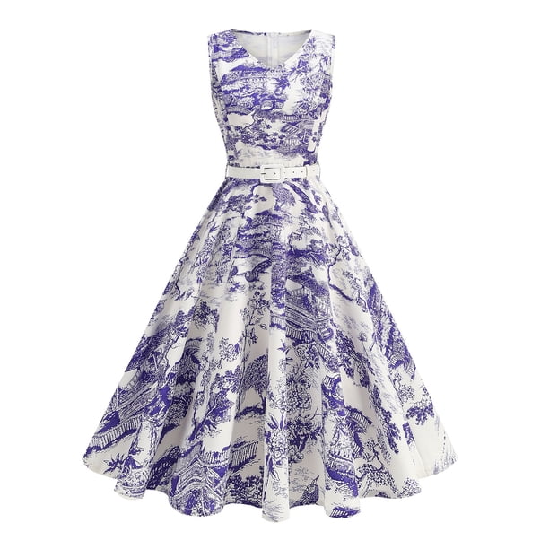 Vestido de Impresión Vintage de las Mujeres, Moda de Verano sin Mangas Maxi para la Fiesta de la Noche Y el Vestido Casual, Sexy Estilo Resort Largo Vestido