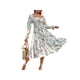 thumbnail image 2 of TRKIYQC Vestido de Mujer, Estampado Floral Cuello Cuadrado Cuello Barco Manga Larga Una Pieza con Cinturón para Primavera Verano TRKIYQC moda, 2 of 7