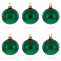 Set of 6 Matte Green Glass Ball Christmas Ornaments 2.4 Inches