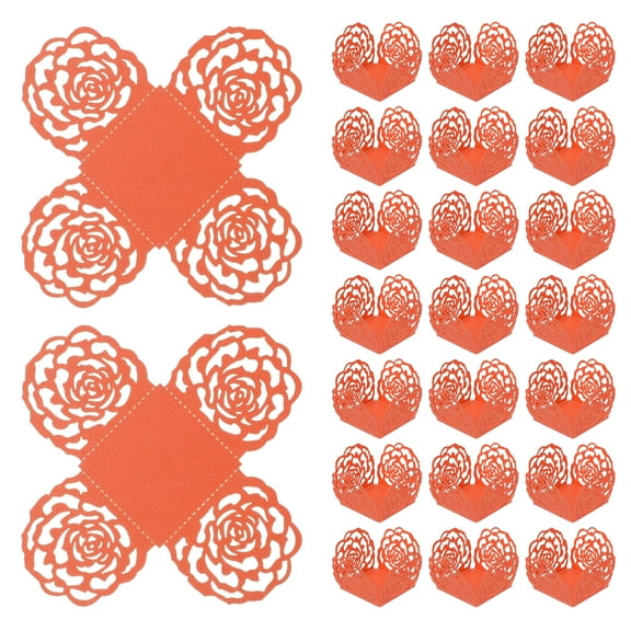 Uxcell 25 PCS Truffle Wrapper 4 Inch Square Cupcake Liner Baking Paper Orange