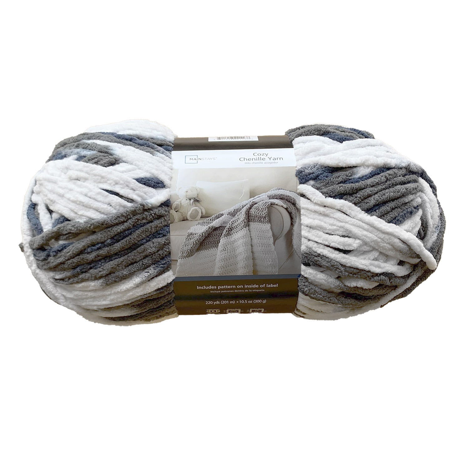 Mainstays 220 yd Super Bulky Cozy Chenille Yarn, Multi Blue, 100% Polyester, 10.5oz