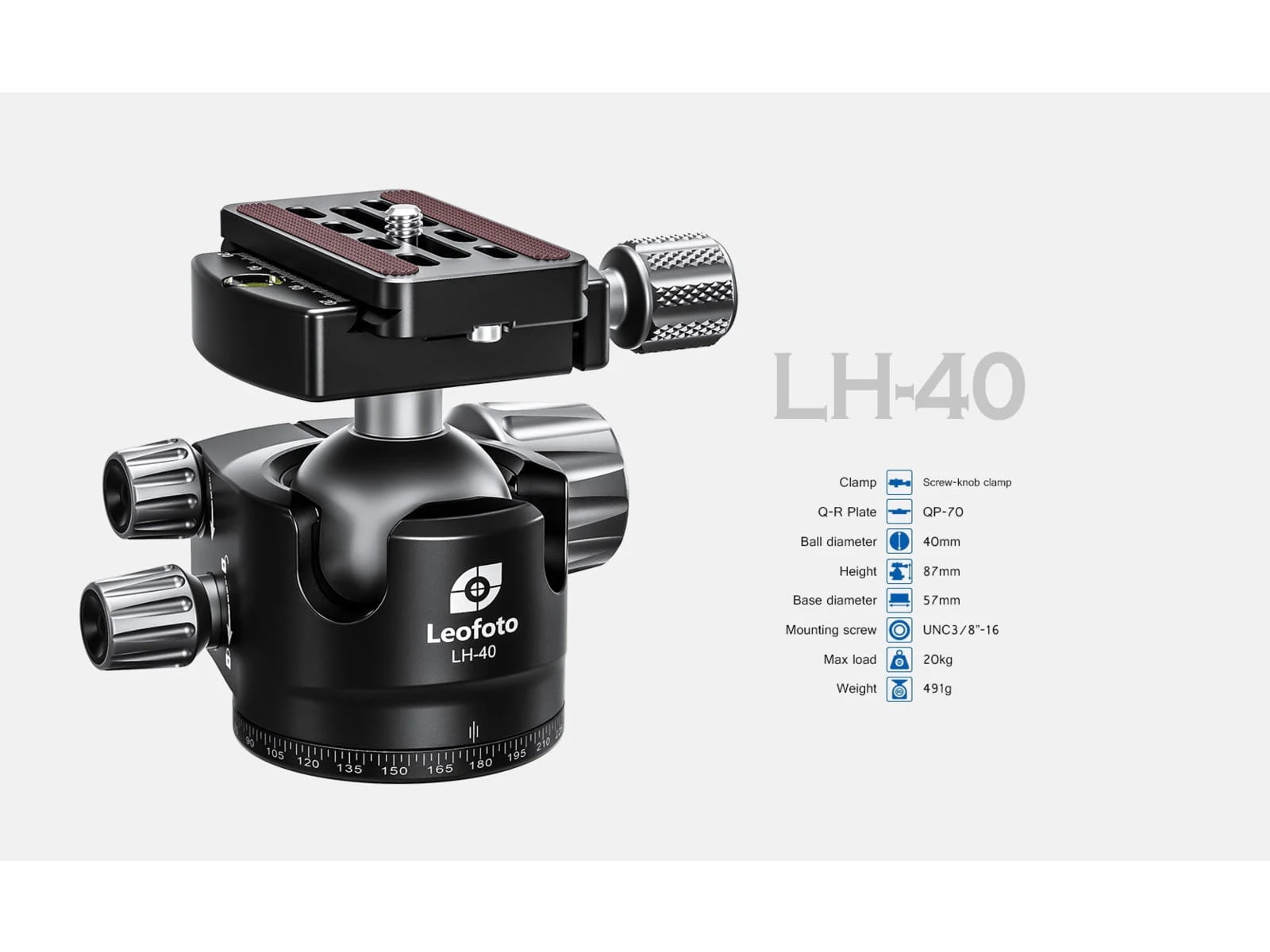 Leofoto LS-324C X Version Ranger Series Tripod / Ballhead Set - LS-324CX/LH-40LR, Black