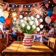 thumbnail image 5 of Beautynvta 10 Pcs Patriotic Balls Artificial Flowers, White 3-Head Fake Floral Picks for 4th of July, Memorial Day & Independence Day Home Decor, 5 of 7