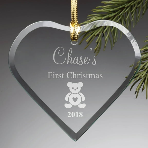 Personalized First Christmas Glass Ornament