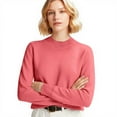 thumbnail image 4 of dGslk Women's Classic Crewneck Long Sleeve Pullover Sweater Soft Lightweight Knit Top for Everyday Comfort and Versatile Styling Hot Pink 2XL, 4 of 5