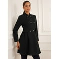 thumbnail image 4 of DARING DIVA Women's Stand Collar Double Breasted Winter Coat with Pockets Black XS, 4 of 6
